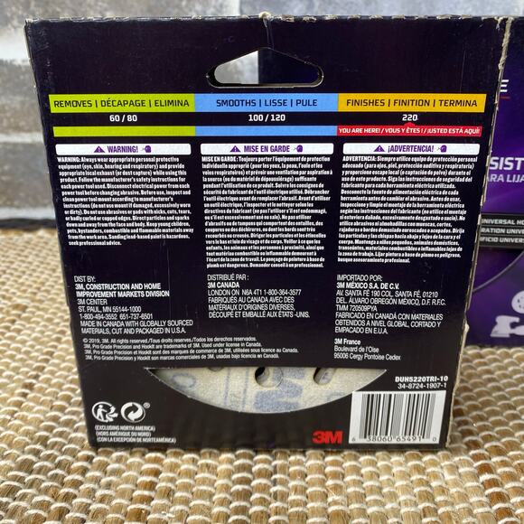 NEW 2 pks of 10 Pro Grade 3M 5" Precision Sanding Discs 220 Fine Universal Hole - Picture 4 of 4